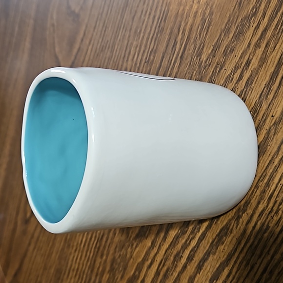 RAE DUNN "CHUG" Mug -White w/Teal Blue Interior-Artisan Collection Magenta - Picture 4 of 6